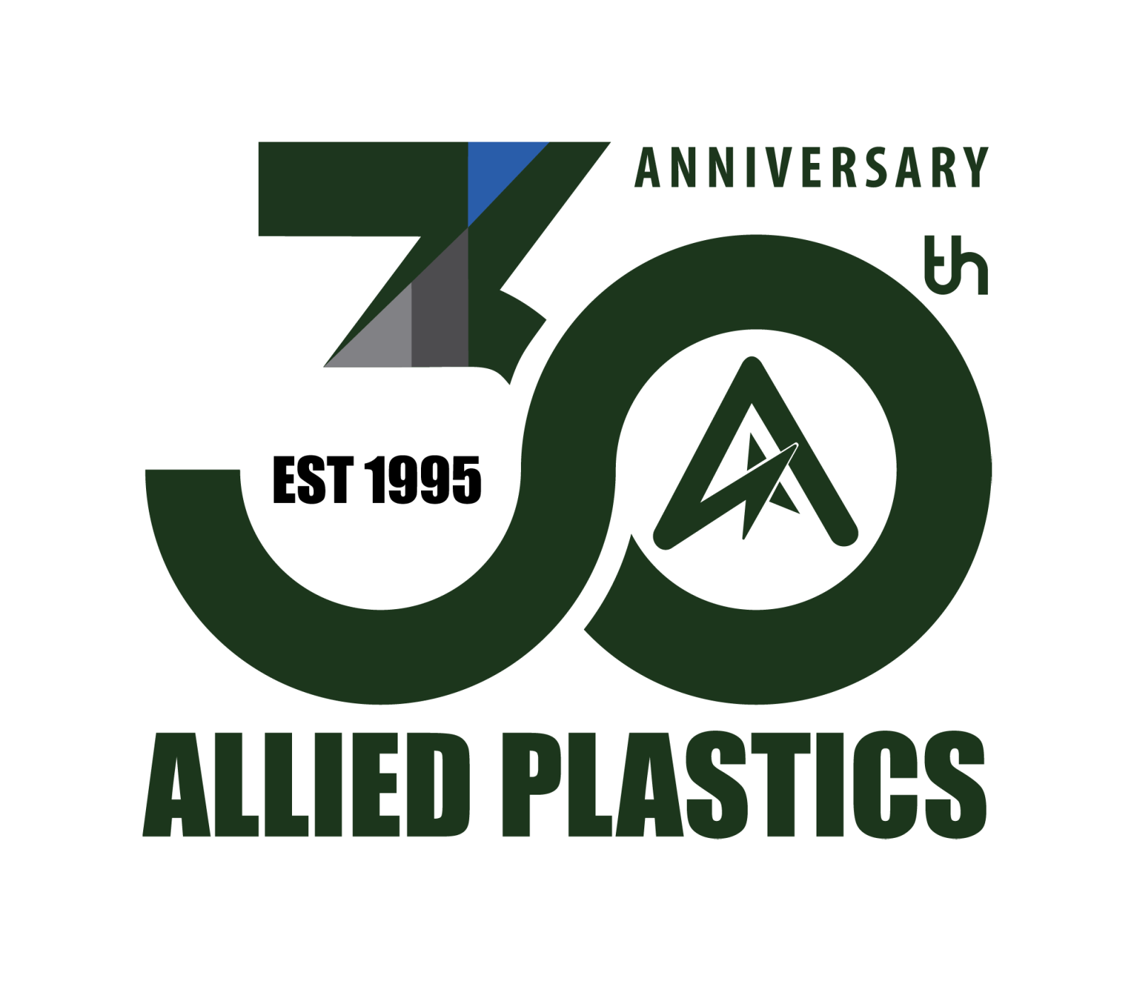 Allied Plastics 30-year anniversary logo